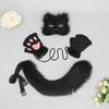 Cute Plush Fingerless Gloves Animal Faux Fur Fox Tail Mask Set Cosplay Accessories Plush Mask Fox Tail Gloves Cosplay Party