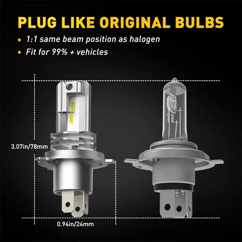 2Pcs H4 9003 LED Hi/Lo High And Low Beam With Canbus Headlight For Honda VW Toyota H4 LED Bulb Motorcycle H4 Headlamp
