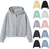 Sweat à capuche court fashion pour femme avec fermeture éclair et couleur, Cardigan ample Jacketat