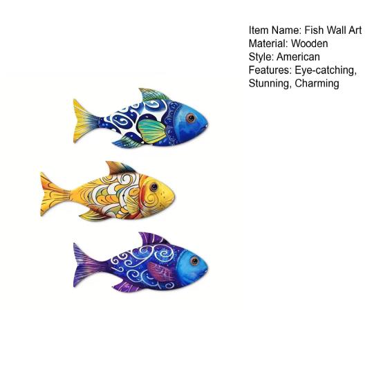 3 Pezzi Decorazione da Parete in Legno a Forma di Pesce per Casa al Mare Lago Decorazione da Appendere a Parete Scultura da Parete a Tema Oceanico Costiero per Bagno Nautico Decorazione Camera da Letto
