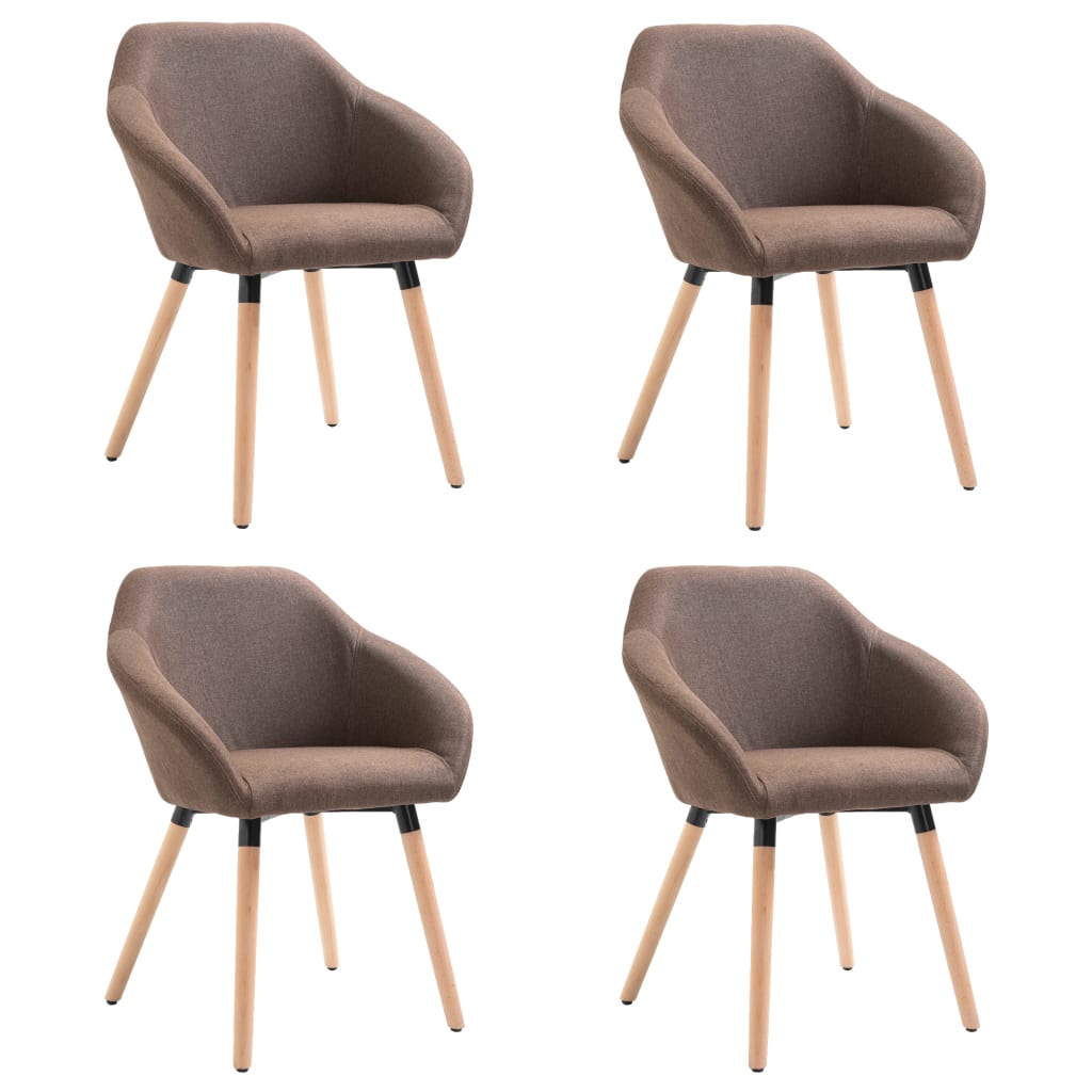 Dining Chairs Set of 4 Brown Fabric