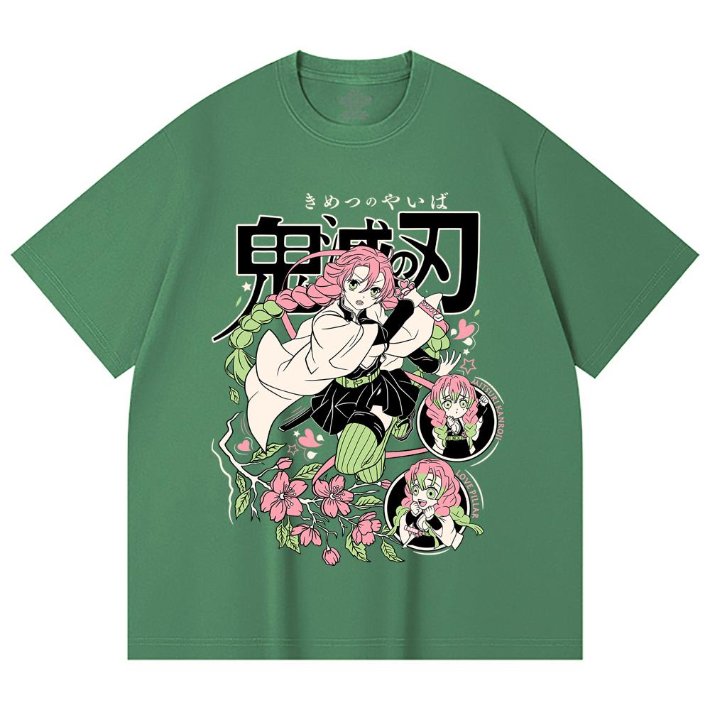 230 Gsm 100% Cotton Demon Slayer V6 Mitsuri Print Unisex Heavy Cotton T Shirt