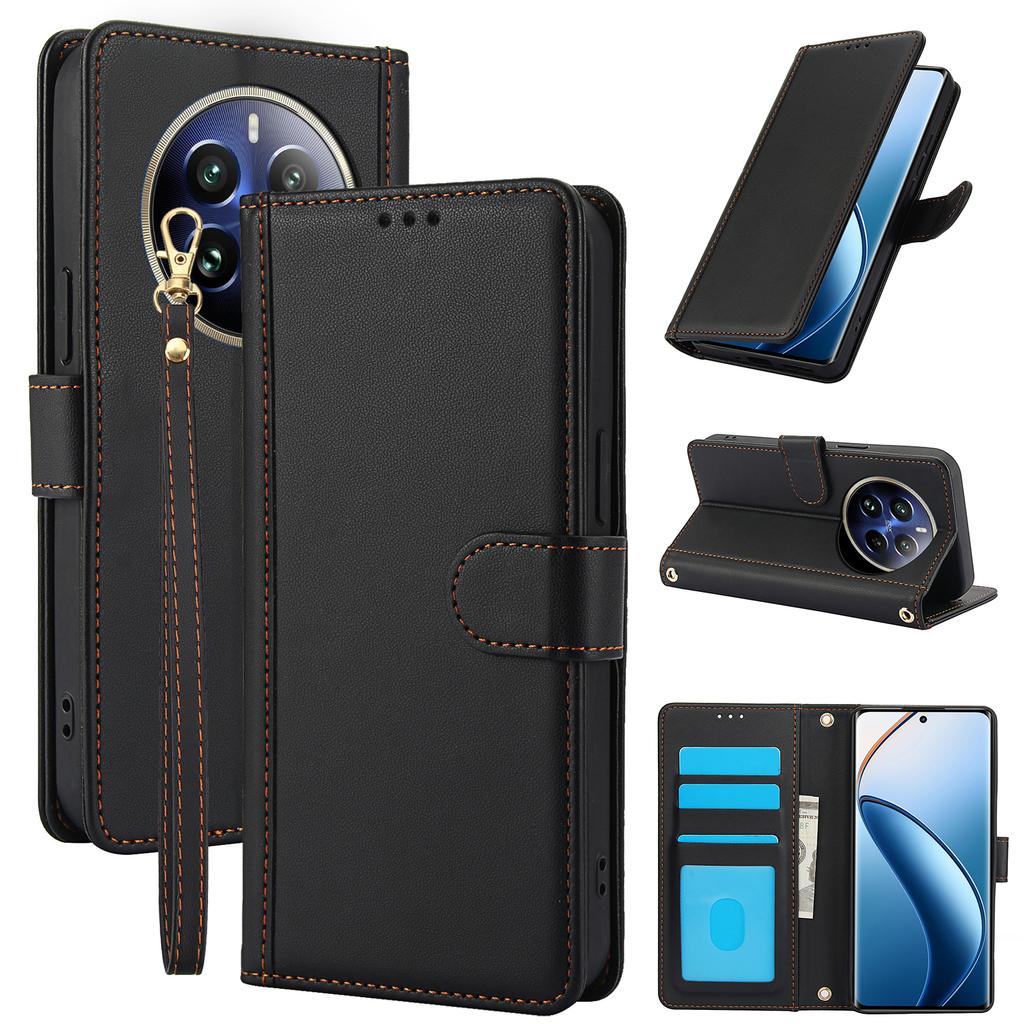 SY-003 For Realme 12 4G/12+ 5G/Narzo 70 5G/Narzo 70 Pro 5G/P1 5G Case PU Leather Phone Wallet Cover with Hand Strap