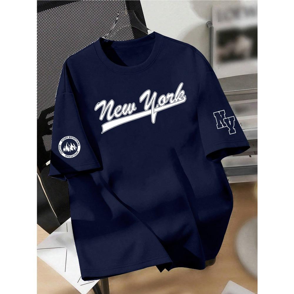 Summer Men's Fashion Design Letter Printed Comfortable Breathable Round Neck T-shirt Outdoor Urban Casual Top