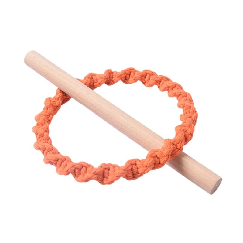 6Pcs Set Nordic Solid Wood Stick Thick Cotton Rope Simple Binding Rings Bedroom Living Room Decoration Curtain Buckles