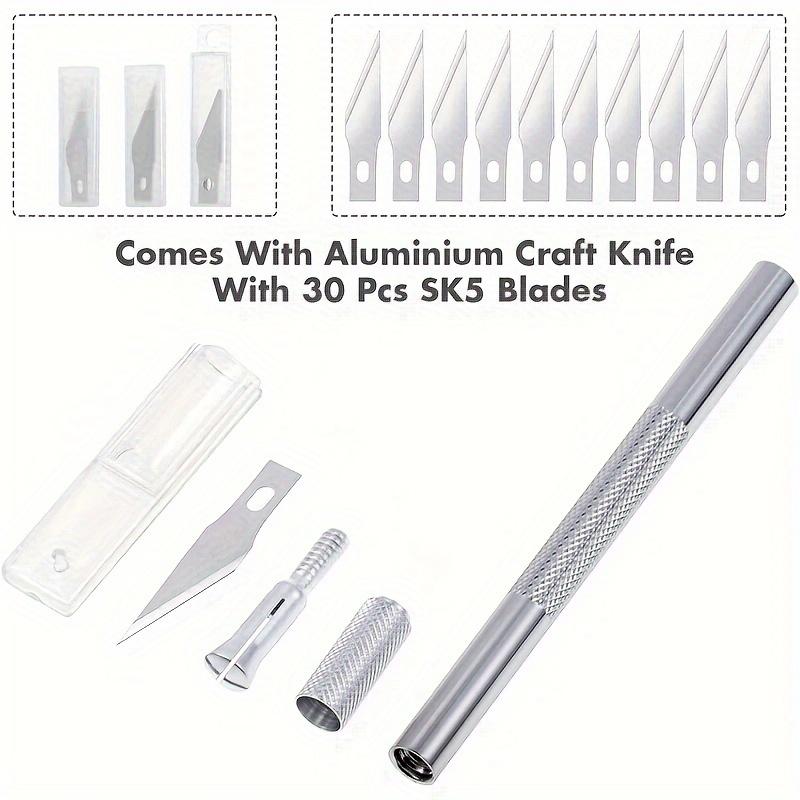 32-teiliges Bastelmesser-Set aus Aluminium (1 Messer + 30 Klingen + 1 Schneidematte) Schneidwerkzeuge für Bastelarbeiten, Präzisions-Hobbymesser für Heimwerkerkunst, Schneiden, Gravieren