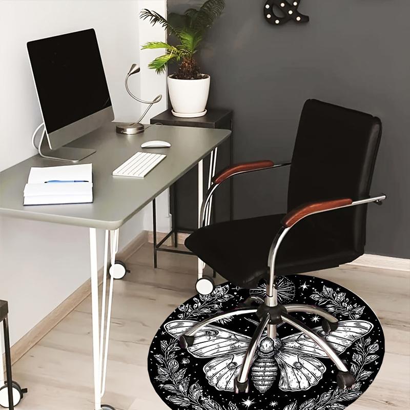 1pc Office Carpet Chair Mats Mystical Moth Night Sky Perfect for Decorating Office Chairs, Living Rooms, Or Bedrooms
