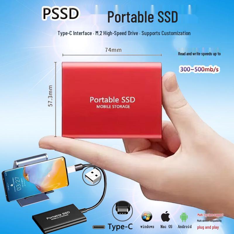 PSSD Mobile Solid State Drive: External USB Flash Storage 512GB/1TB/2TB for Phone Expansion