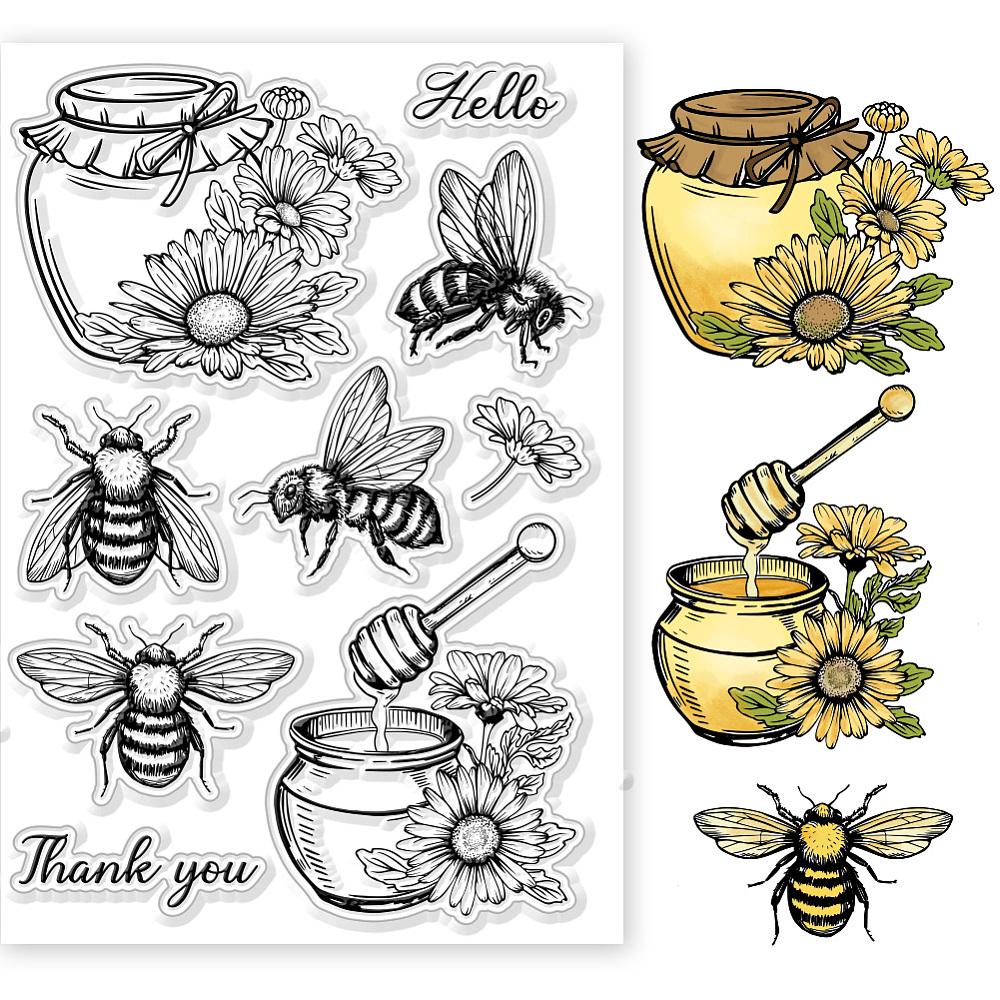 Custom PVC Plastic Clear Stamps for DIY Scrapbooking Photo Album Decorative Cards Making Bees 160x110x3mm