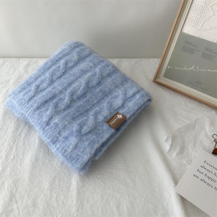 Korean Retro Pattern Wool Blend Scarf - Warm, All-Match, Unisex Winter Neckwear