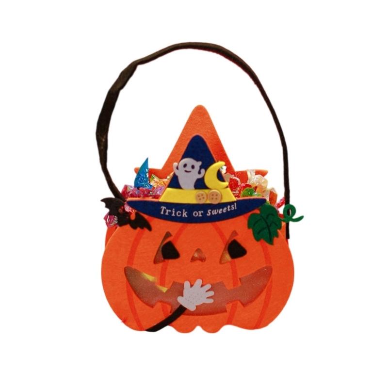 Soft Pumpkin Design Halloween Candy Bag Home Organization Collectible Bag for Spooky Season Treats
