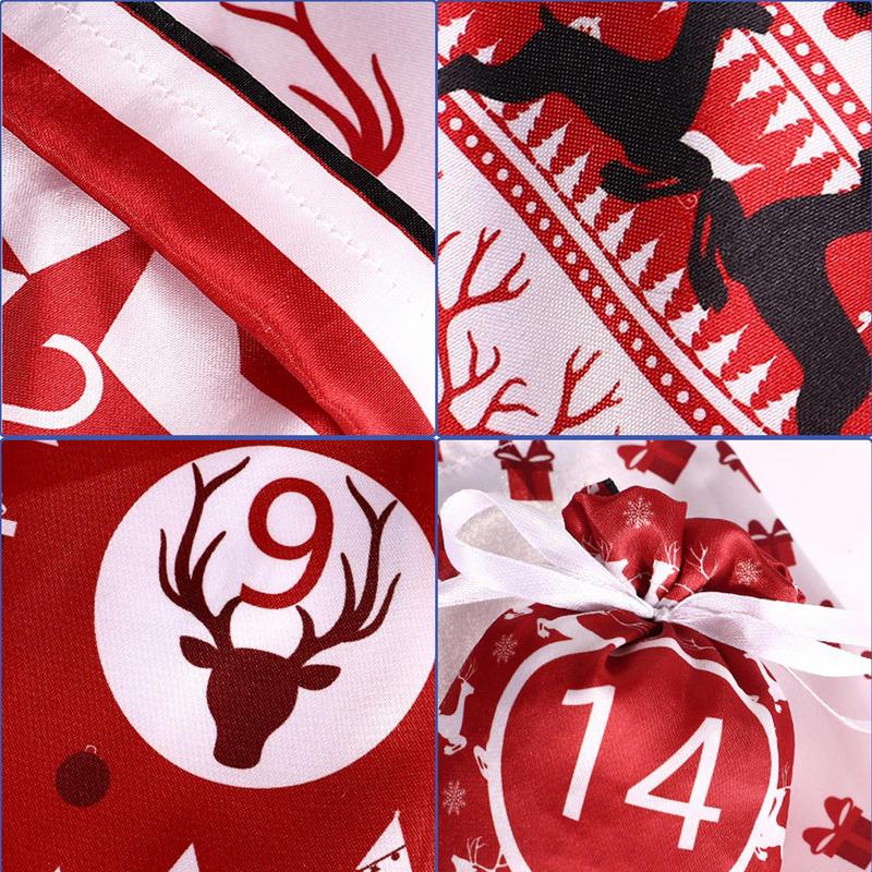 Empty Advent Calendar 24 Days Christmas Countdown Calendar Gift Drawstring Bag Christmas Pattern Design And Drawstring Design