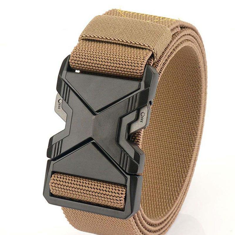 

Новый мужской ремень с пряжкой 120 см, нейлоновый плетеный, легкий, дышащий, для повседневных поездок, мужской ремень для тренировок на открытом воздухе, военный холщовый ремень X Buckle хаки