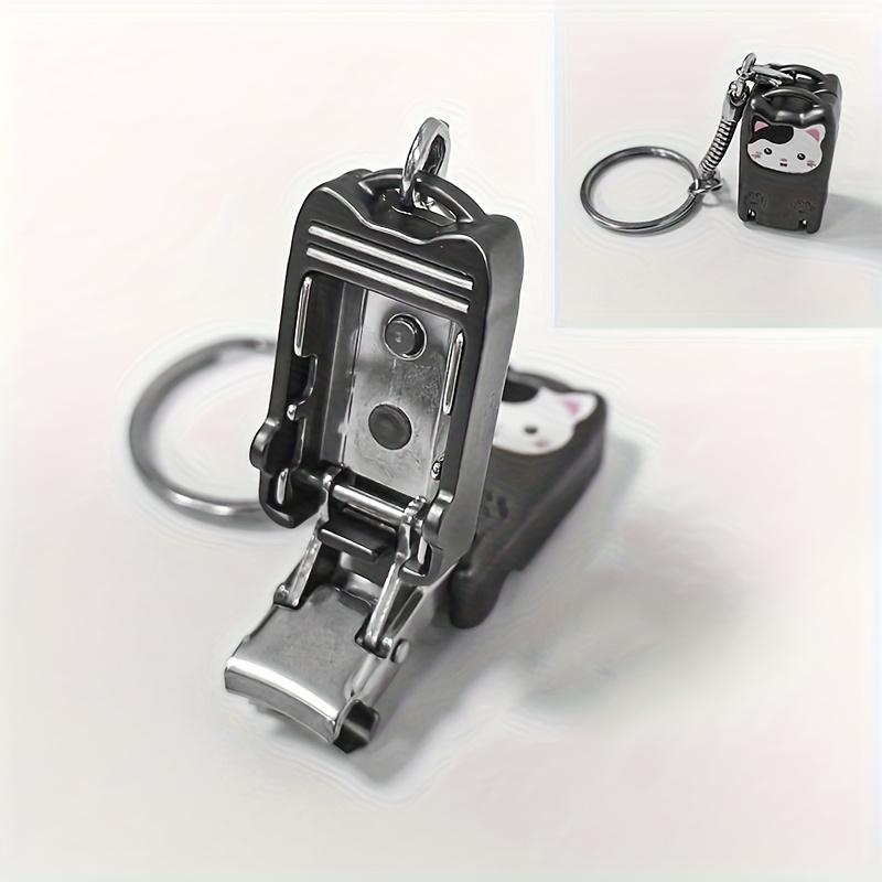 1pc Exquisite Kitten Keychain Foldable Nail Clipper Stainless Steel Rotary Toenail & Fingernail Manicure Trimmer