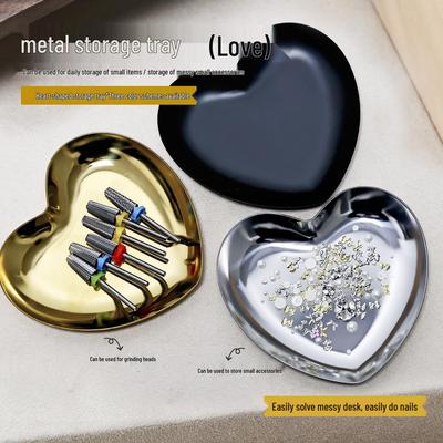 Heart-Shaped Stainless Steel Nail Art Palette and Sterilization Tray