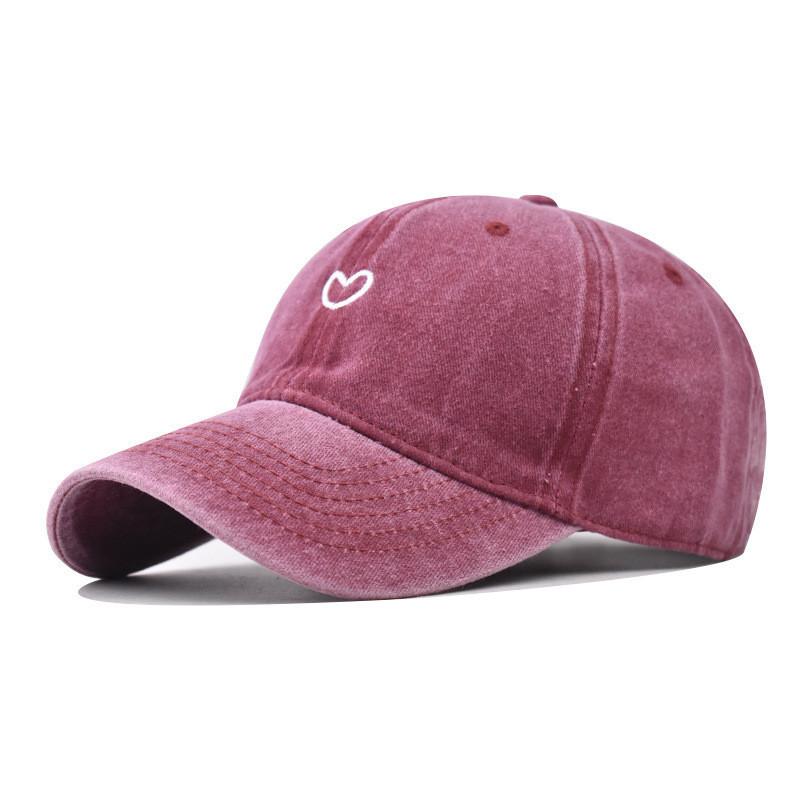Cute Love Heart Embroidery Baseball Cap Unisex Adjustable Sunshade Windproof Hat
