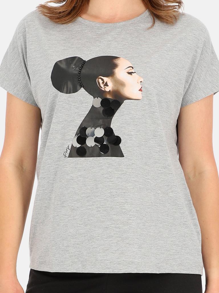 Women' cotton blouse with the image of a woman