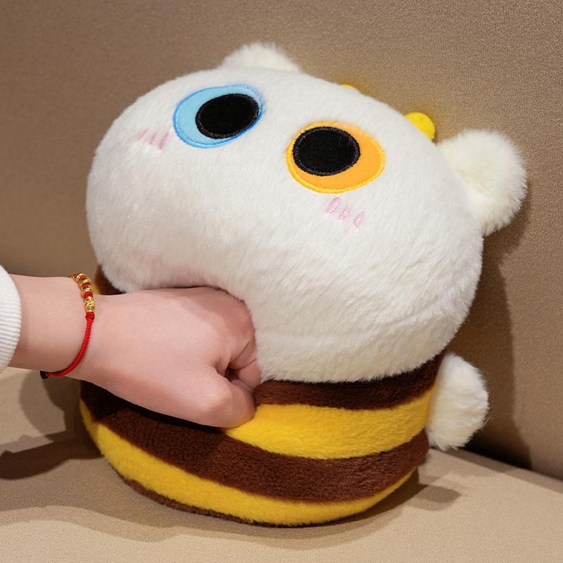 Funny Cat Bee Plush Toy Stuffed Soft Kitty Bee Doll Baby Sleep Huggable Pillow Cushion Kawaii Room Decor Birthday Christmas Gift
