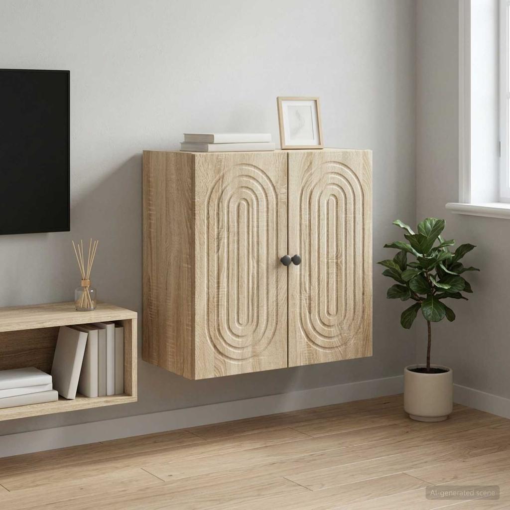 Wall Mounted Cabinet In Sonoma Oak Finish 59 X 31 X 60 Cm Engineered Wood