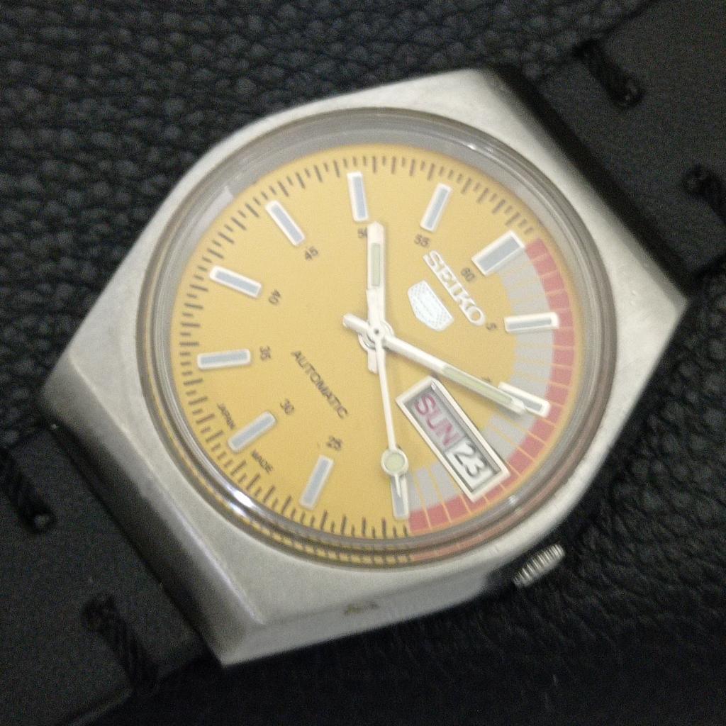 Seiko 5 AUTOMATIC 6309A JAPAN MENS VINTAGE YELLOW COLOR DIAL WATCH A701463-5