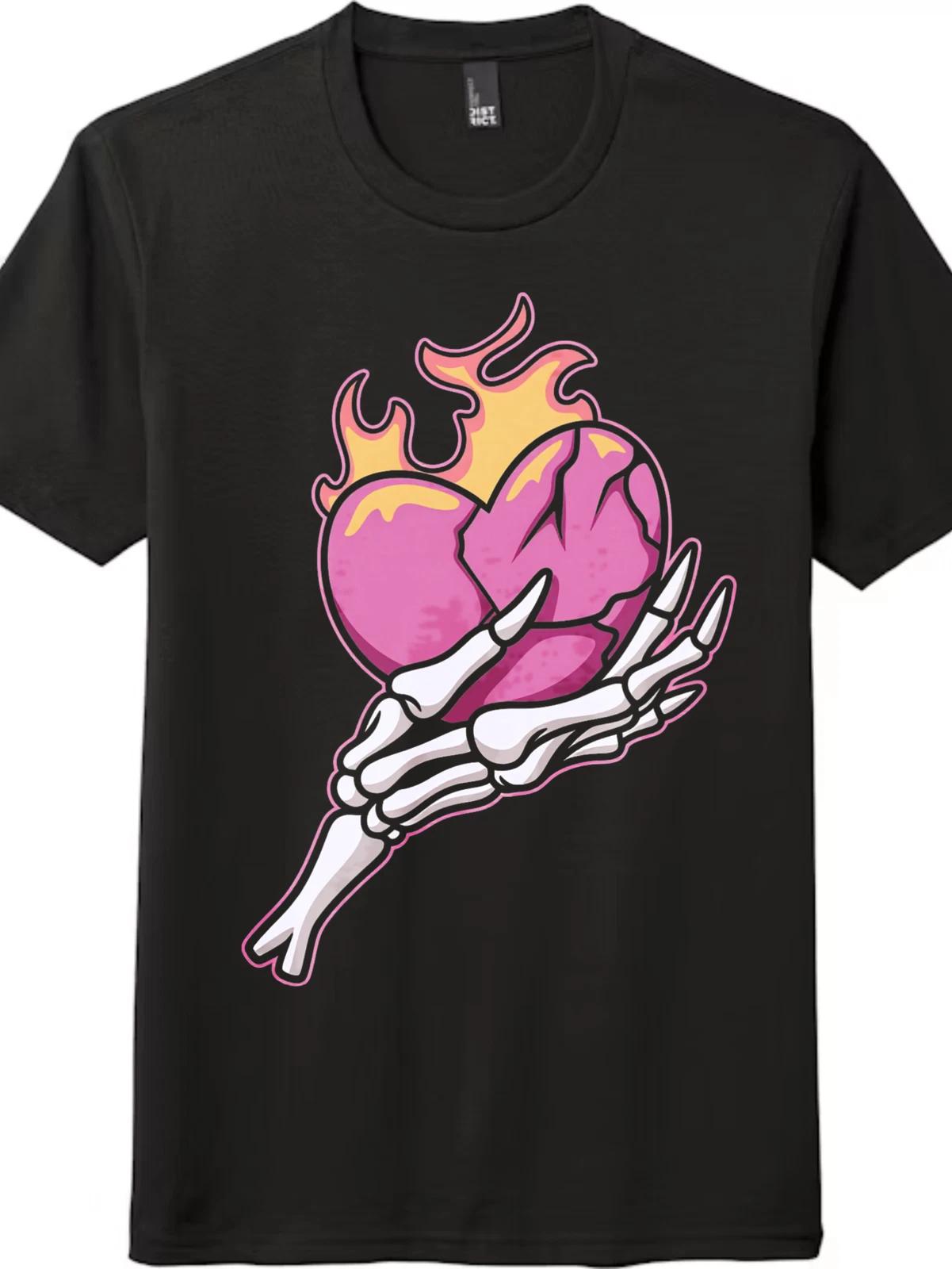 Unbreakable Heart Gothic Tee | Skull & Flame Design | Men & Women’s Casual S