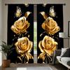 Golden Rose Butterfly Curtains All Season Home Decor Bedroom Living Room Kitchen Rod Not Included Curtain Polyester Perfect For Sitting