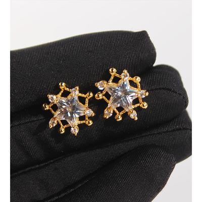 Explosive Hollow Pentagram Zircon Earrings Japanese And Korean Style Design Sense Fashion Commuter Star Earrings 332
