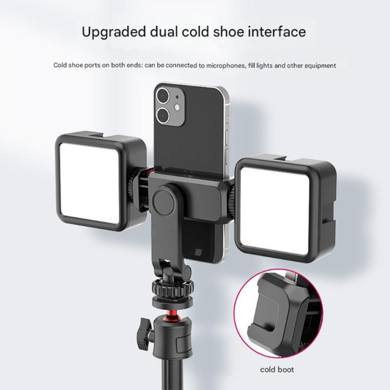 Adjustable Smartphone Holder Double Cold Shoe Mounts 180 Degree Tilts 360 Degree Rotating for Camera Tripod Accessories