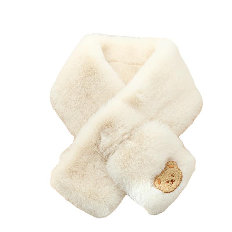 Newcomer Discount: Women's Cute Bear Imitation Rex Rabbit Fur Scarf - Thickened for Warmth in Autumn and Winter.