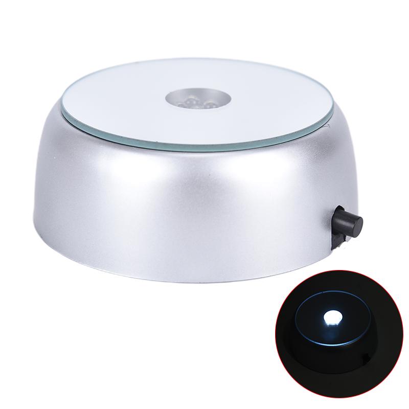1Pc 4 Leds Luminous Base Light  Glass Display Colorful Round Stand Base