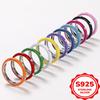 925 Silver Plated Dainty Colorful Enamel Ring Female Fashion Finger Accessories With Shiny Crystal Party Jewelry For Daily Gift