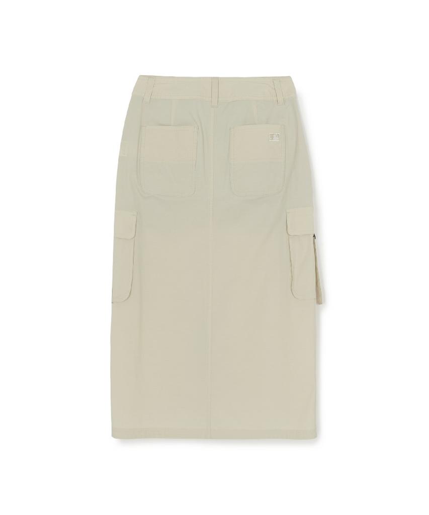 Emelbi Women'S Vintage Washed Cotton Strap Cargo Long Skirt Bos (L.Sand)
