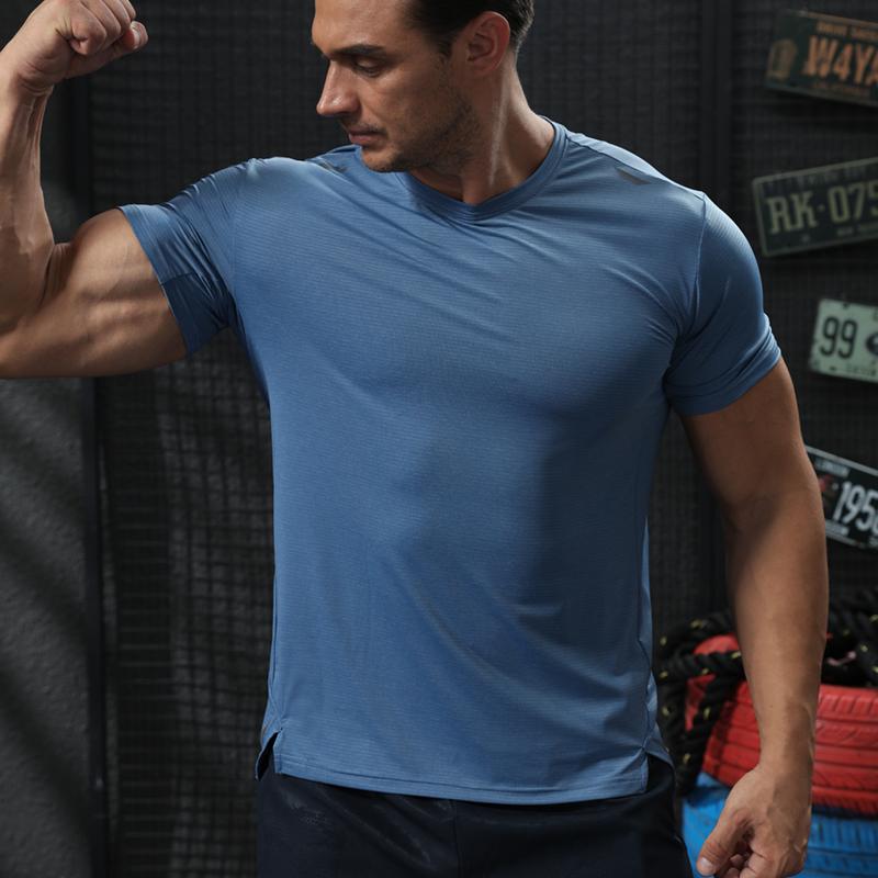 Men's Gym Workout Muscle Fit Shirt Thin Loose-fitting Casual T-shirt Stretchy Quick-drying Short Sleeve Athletic Running Tee