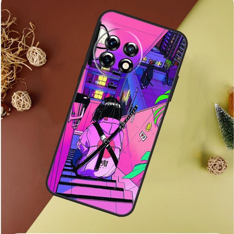 Vaporwave Glitch Anime For OnePlus Nord 4 CE 3 2 Lite N20 N30 9 10 Pro 8T 9RT 10T 10R 13R 12R 11 12 13 Phone Case