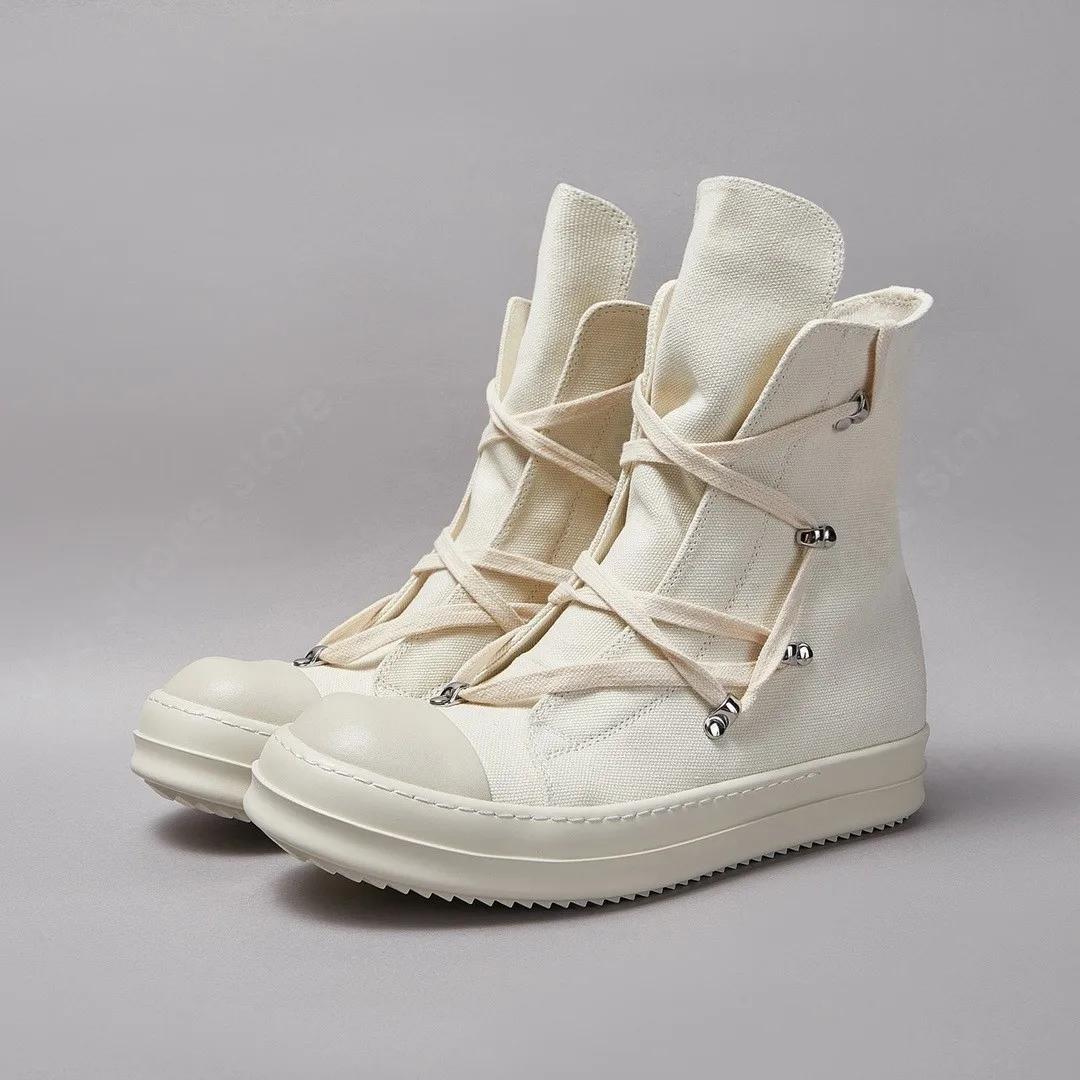

Ro Designer Men Boots Women Sneaker Beige Canvas Shoe High Top Casual Shoes Sneakers Thick Sole Luxury Ankle Boot 34