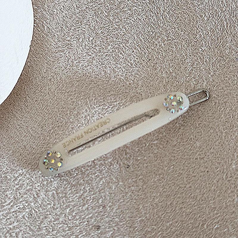 

Korean Jelly-Colored Rhinestone Flower Oval Hair Clip - Light Luxury Style