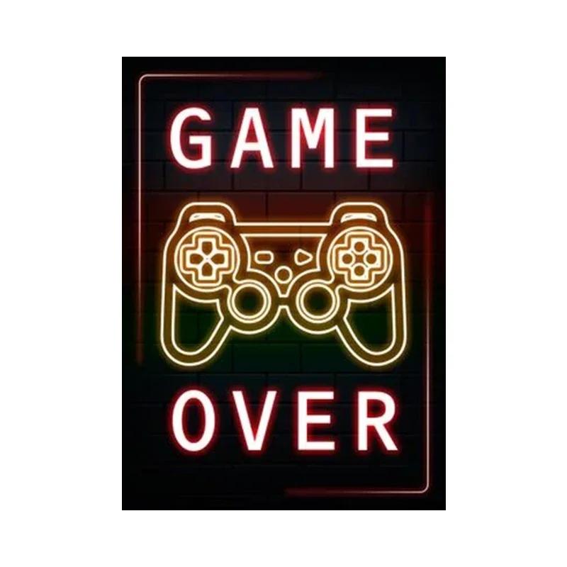 Nordic Cats And Gaming Neon Art Posters and Prints Canvas Painting Wall Pictures for Boys Game Room Wall Decor Home Decor