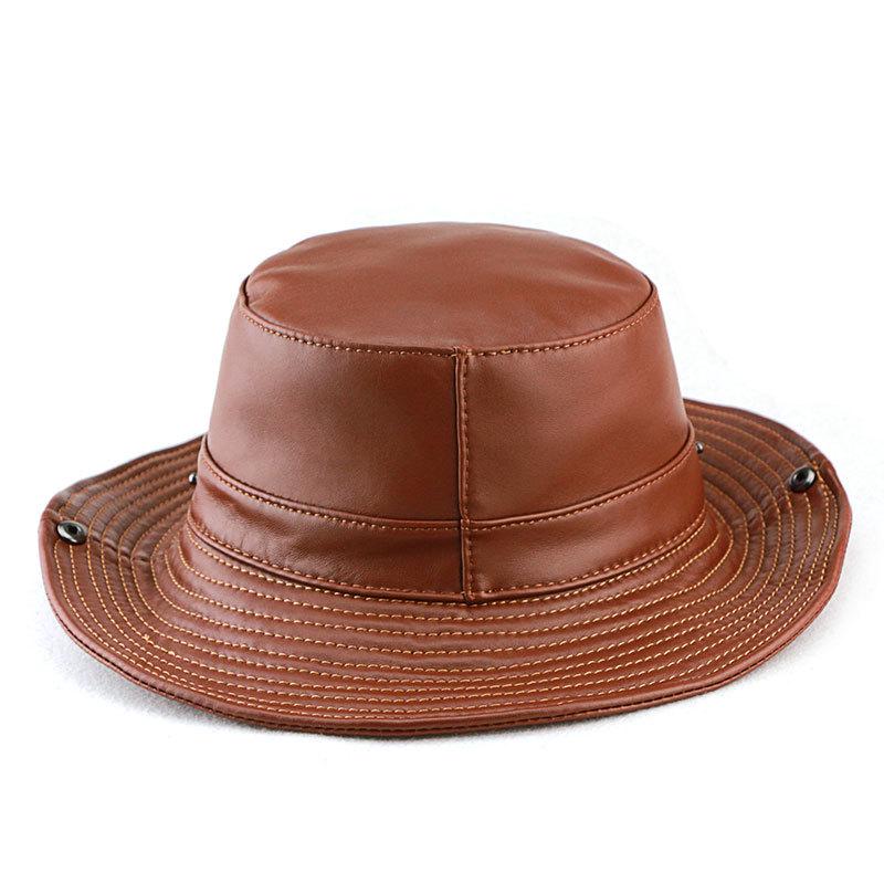 Men's Genuine Leather Western Cowboy Hat: Retro Sunshade for Outdoors, Mountaineering, and Seaside Dual-Use
