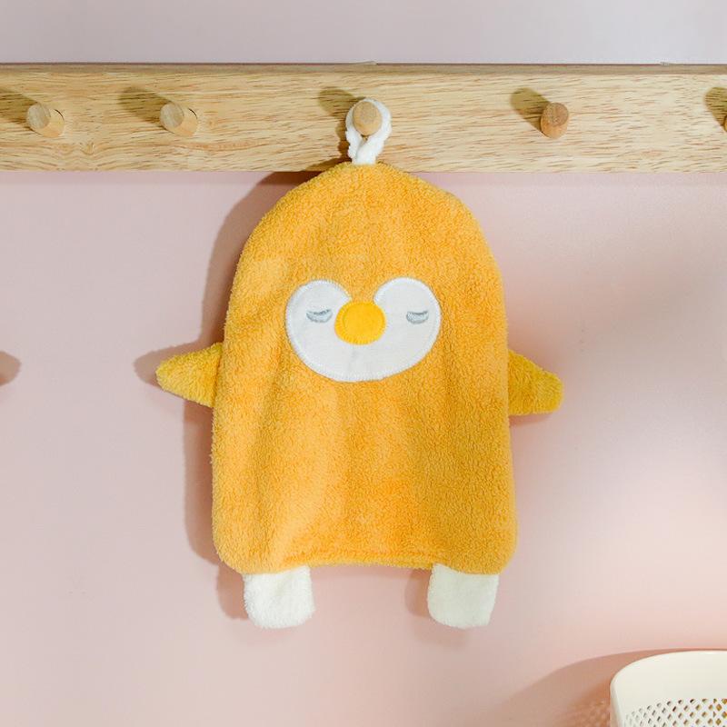 Cute Little Duck Super Absorbent Bathroom Plush Hand-washing Towel, Household Children's Saliva Towel, Square Towel