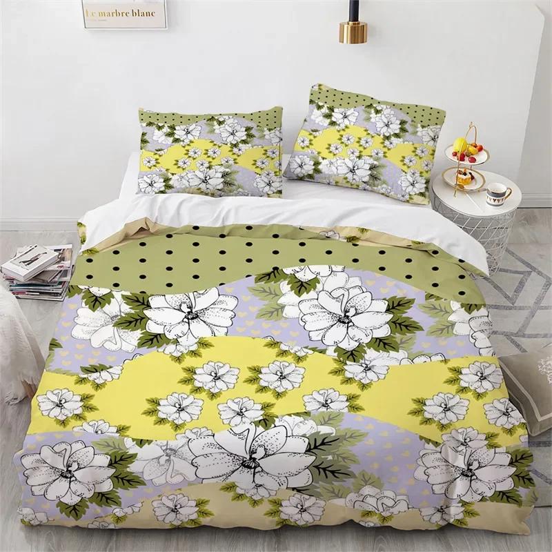 

Comforter Geometric Bohemia Patchwork Floral Bedding Set Microfiber Country Style Flower Comforter King For Kids Adult Comforter (quilt)-EU Single(135*200cm)3pcs