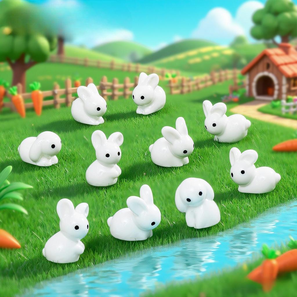 10/20/50/200PCS Mini Resin Bunnies Miniature Figures Easter decorations Ornament Micro Landscape Dollhouse Decoration Diy Crafts