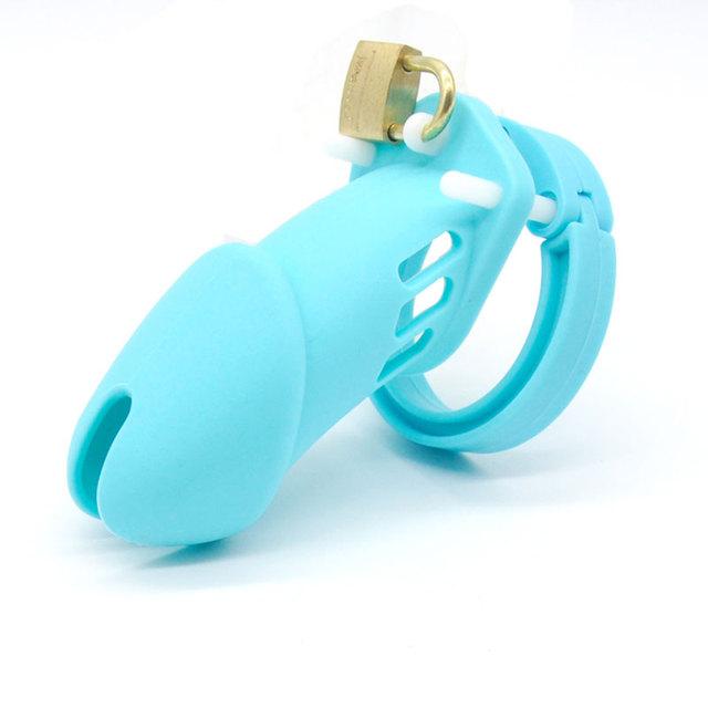 New Male Silicone Chastity Device Cock Cage Sex Toys With 5 Penis Ring Adult Belt Brass Lock Standard/Short Cage A122/A235