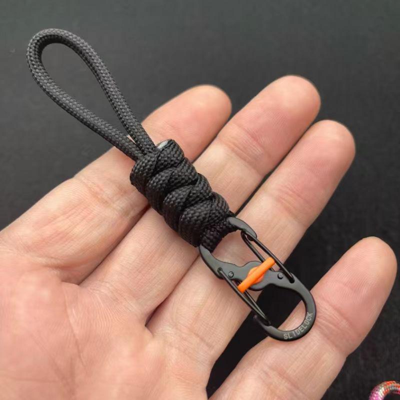 10cm Anti-Theft Paracord Keyring with Locking Figure-8 Buckle, Portable Outdoor Lanyard Hook.
