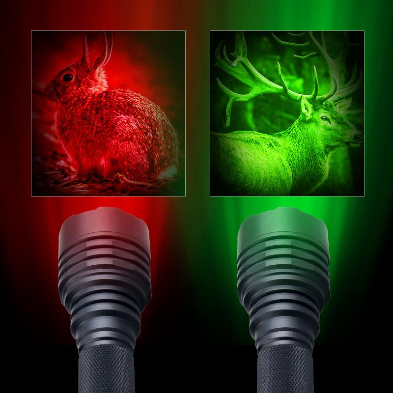 Powerful 500Yards C8s Professional Green Red Hunting Flashlight 1-Mode Torch USB Rechargeable Lantern+Switch+Mount+18650+Charger
