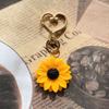 Creative Sunflower Love Heart Keychains Key Ring For Women Best Friend Gift Cute Daisy Plant Pendant Bag Box Car Holder Jewelry