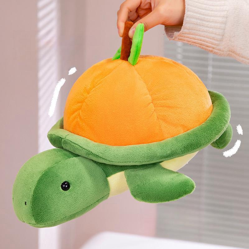 Lovely Pumpkin Turtle Plush Toy Stuffed Fruit Pumpkin Turtle Shellp Tortoise Plushie Dolls for Children Gift for Decora