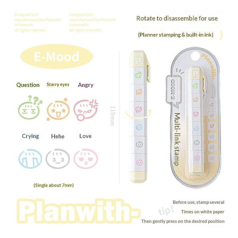 INS Aesthetic Kawaii Multilink Mood Stamp Cute Decorative Stamp for Journal Scrapbooking Travel Diary Decor