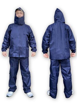 Fukutoku Sangyo Raincoat Top and Bottom Set 8L Navy Unisex Waterproof Rainwear RAIN SOLDIER Men's Women's
