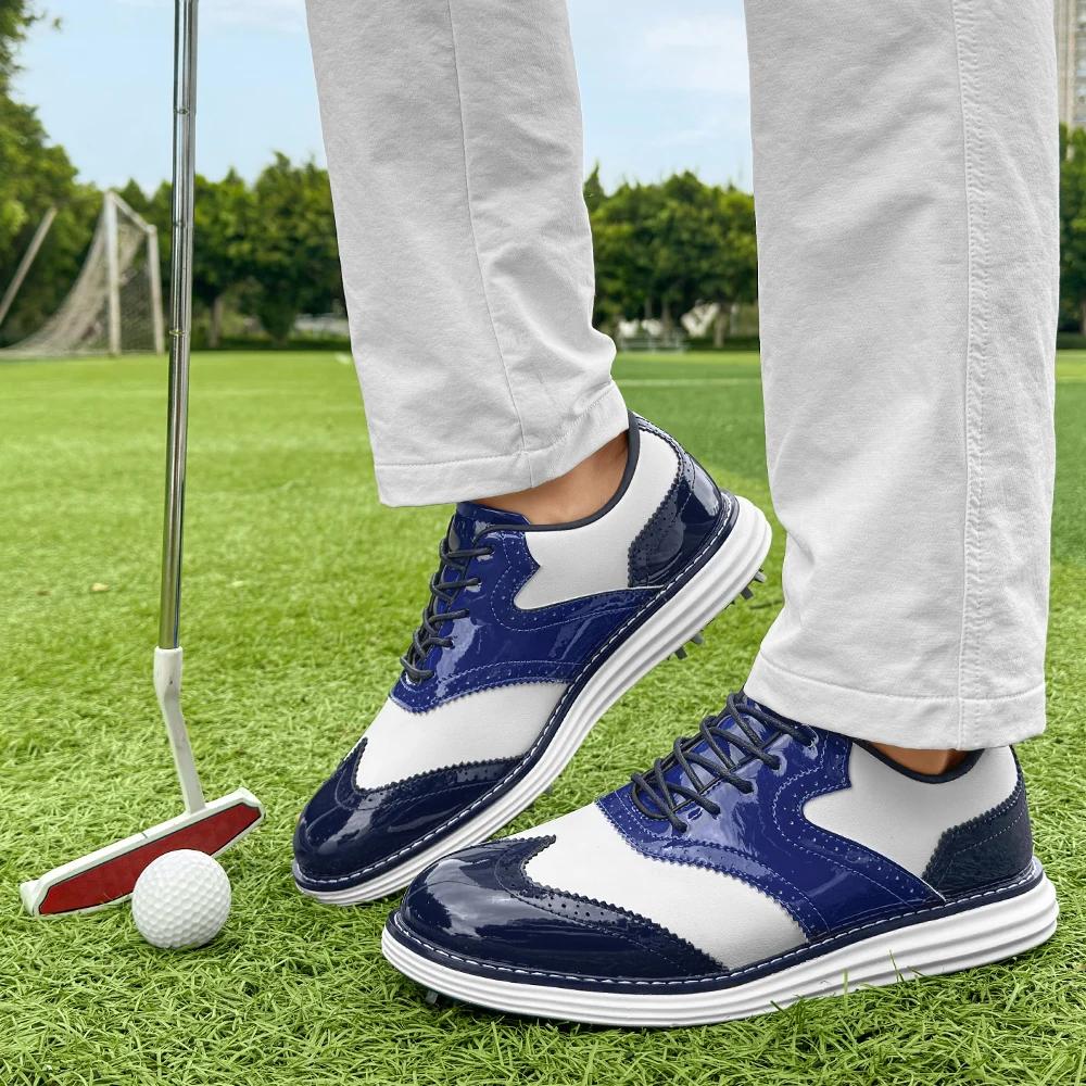 Scarpe da Golf da Uomo Professionali con Tacchetti Impermeabili Microfibra Anti-Collisione Punta Scarpe Sportive da Competizione Esterna Scarpe da Golf da Uomo