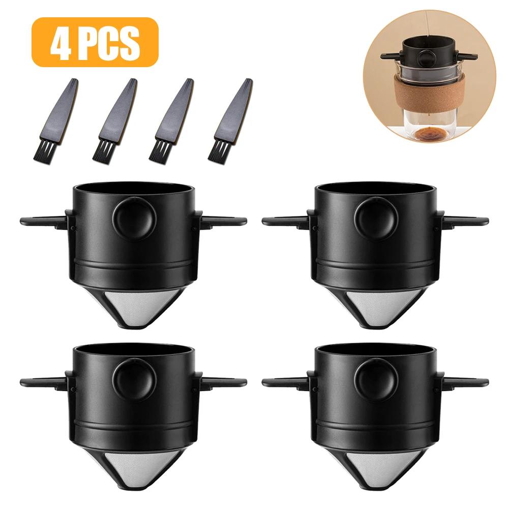 10/8/4/2Pcs Foldable Portable Coffee Filter Coffee Maker Stainless Steel Drip Coffee Holder Reusable Paperless Pour Over Dripper